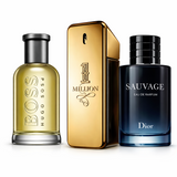 Kit Boss Bottled 100ml + 1 Million 100ml + Sauvage EDP 100ml – Conjunto com Três Perfumes Masculinos